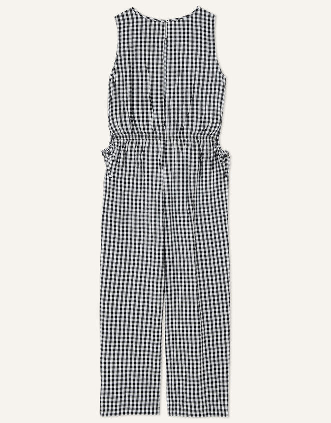 Gingham Jumpsuit, Black (BLACK), large