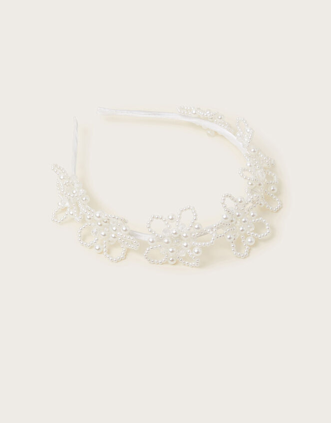 Embellished Faux Pearl Bridesmaid Headband, , large