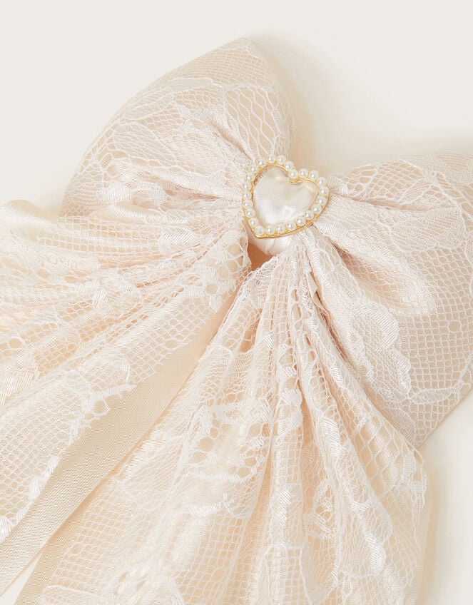 Satin Lace Bow Hair Clip, , large