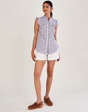 Check Sleeveless Button Through Top, Purple (LILAC), large