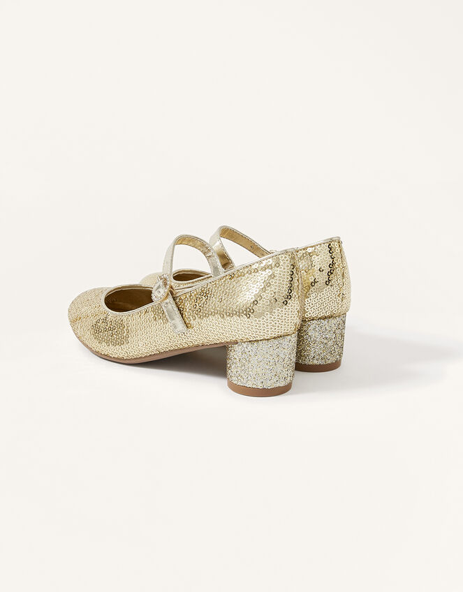 Sequin Block Heels , Gold (GOLD), large