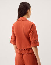 Irina Lace Trim Shirt, Orange (RUST), large