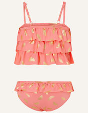 Watermelon Foil Frill Bikini Set, Orange (CORAL), large