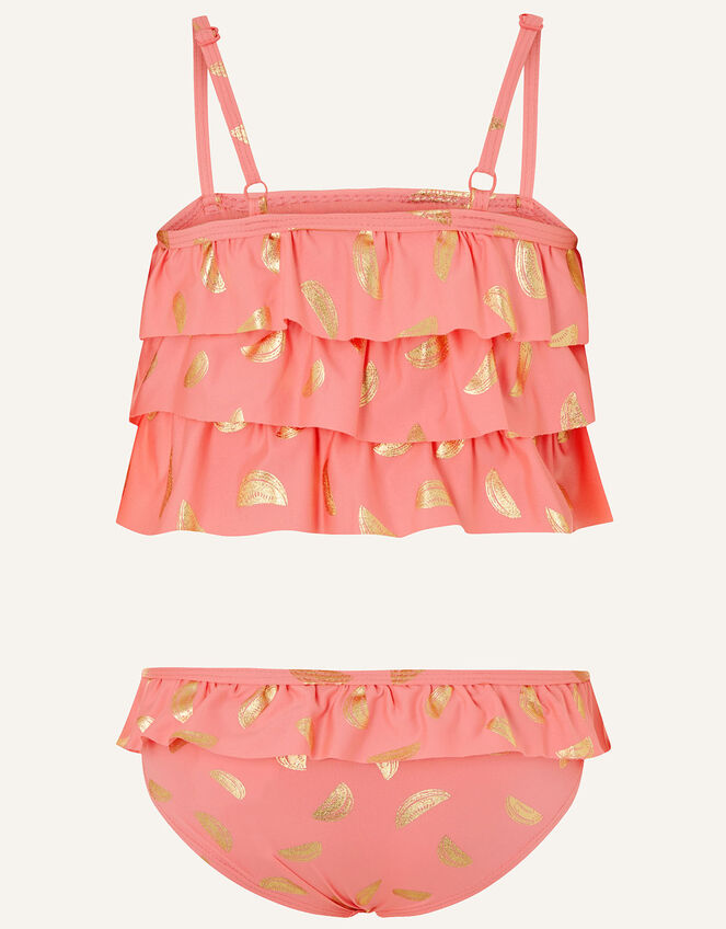 Watermelon Foil Frill Bikini Set, Orange (CORAL), large