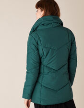 Dhalia Short Padded Coat in Recycled Fabric, Teal (TEAL), large