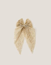 Long Sequin Bow Hair Clip, Gold (GOLD), large