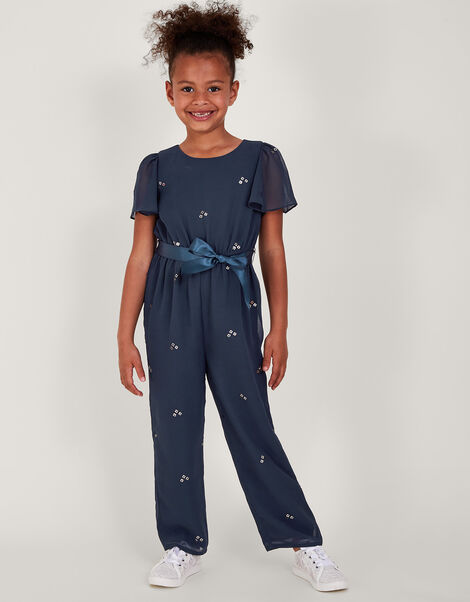 Scatter Sequin Party Jumpsuit, Blue (NAVY), large