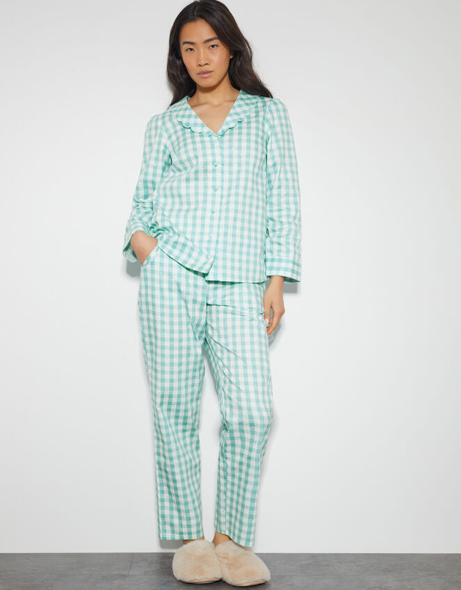 Clementine Gingham Pyjama Set, Teal (TEAL), large