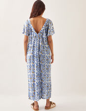 Cece Woodblock Wide-Leg Jumpsuit, Blue (BLUE), large