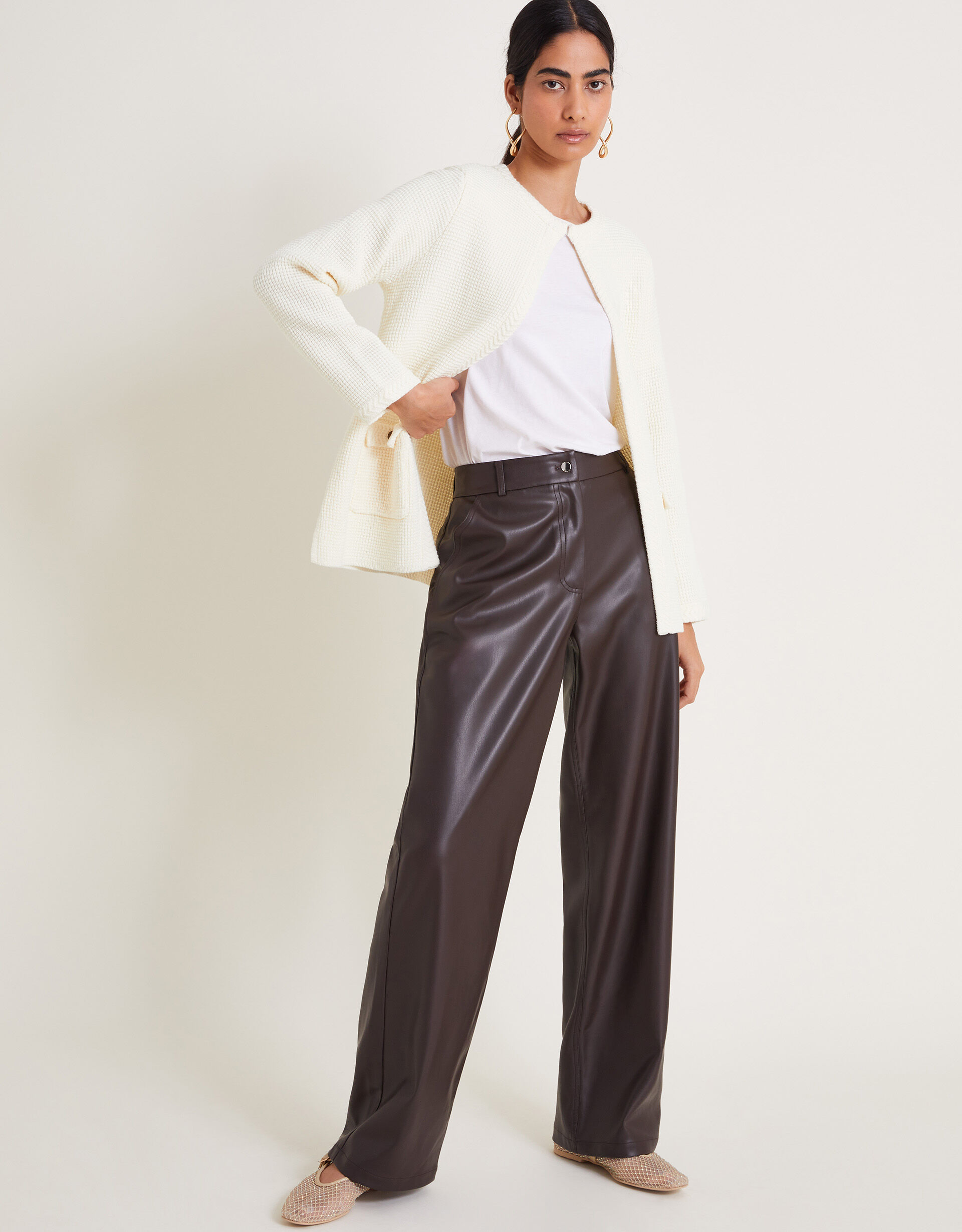 Tabby Textured Open Front Cardigan Ivory Cardigans Monsoon Global