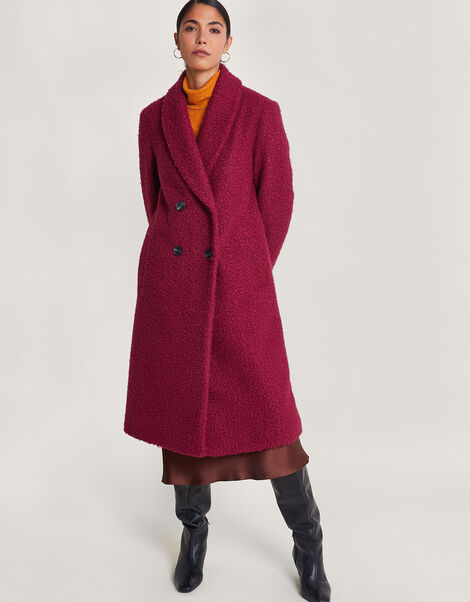 Bobbie Boucle Coat, Red (BERRY), large