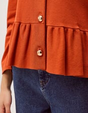 Prune Peplum Cardigan, Orange (RUST), large