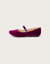 Diamante Velvet Ballerina Flats, Red (RED), large