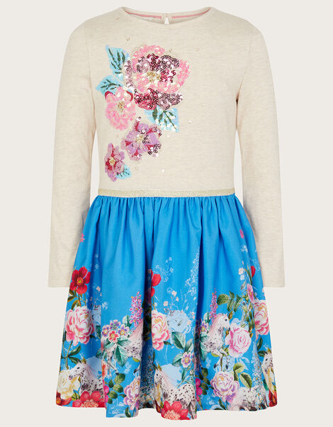 Floral Horse 2-in-1 Dress, Blue (BLUE), large