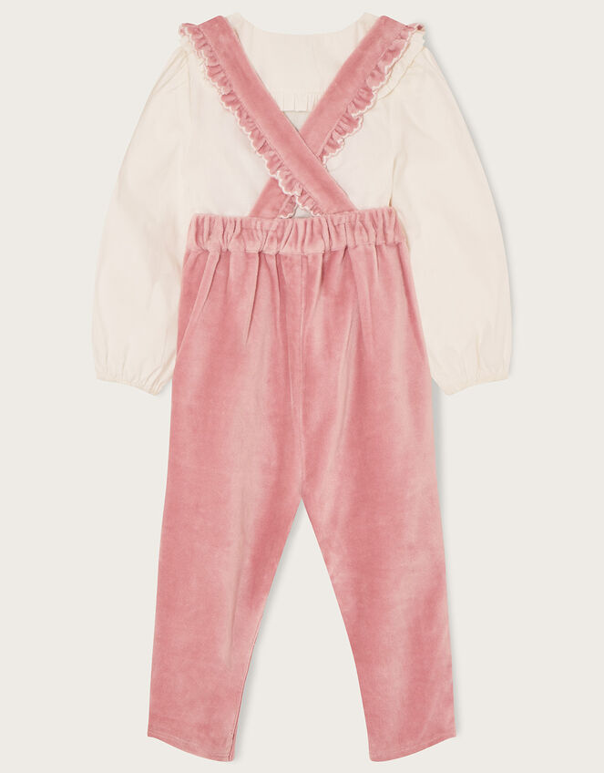 Baby Velour Jumpsuit and Blouse, Pink (PINK), large