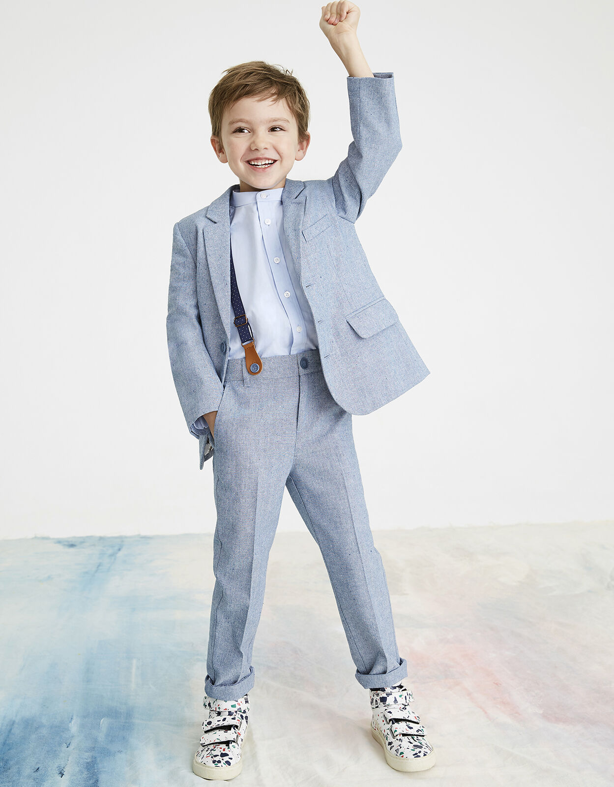 Blue chambray suit deals