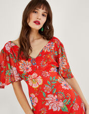 Fia Mirror Detail Dress in Sustainable Viscose, Orange (ORANGE), large