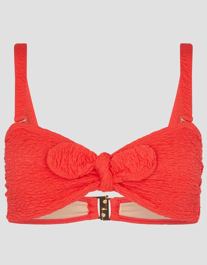 Kyla Tie Front Bandeau Bikini Top, Pink (PINK), large