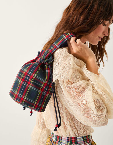 Monsoon x Sarah Corbett-Winder Tartan Pouch Bag, , large