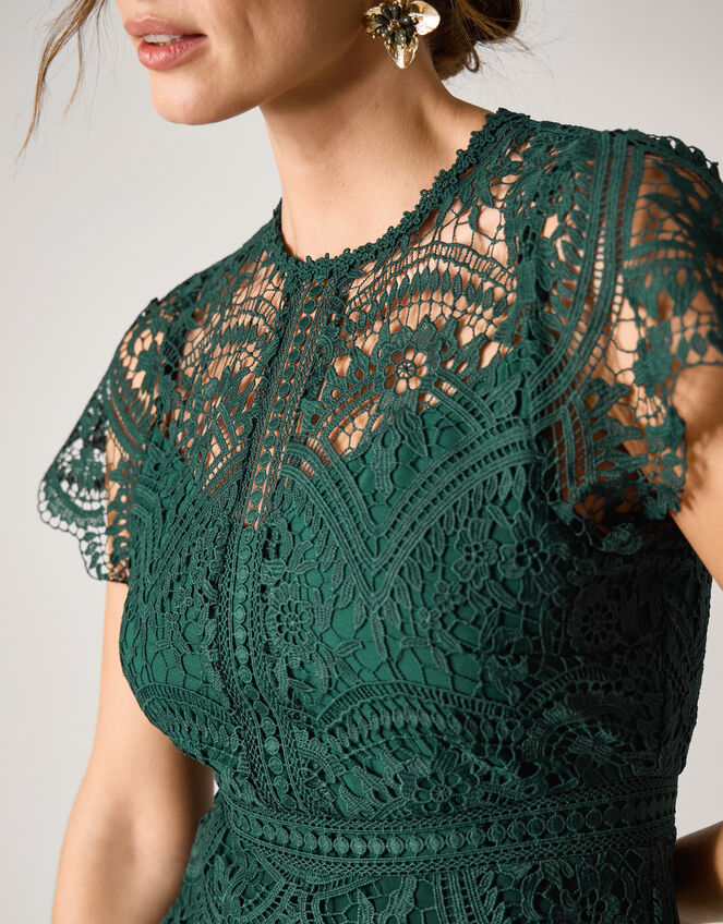 Monica Lace Midi Bridesmaid Dress Green | Evening Dresses | Monsoon US.