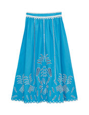 Petite Mendigote Jose Embroidered Maxi Skirt, Blue (BLUE), large