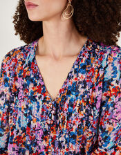 Palmer Print Pleated Blouse, Ivory (IVORY), large
