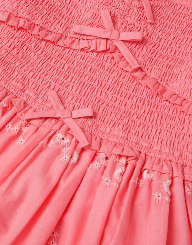 Embroidered Puff Sleeve Smocked Dress, Pink (PINK), large