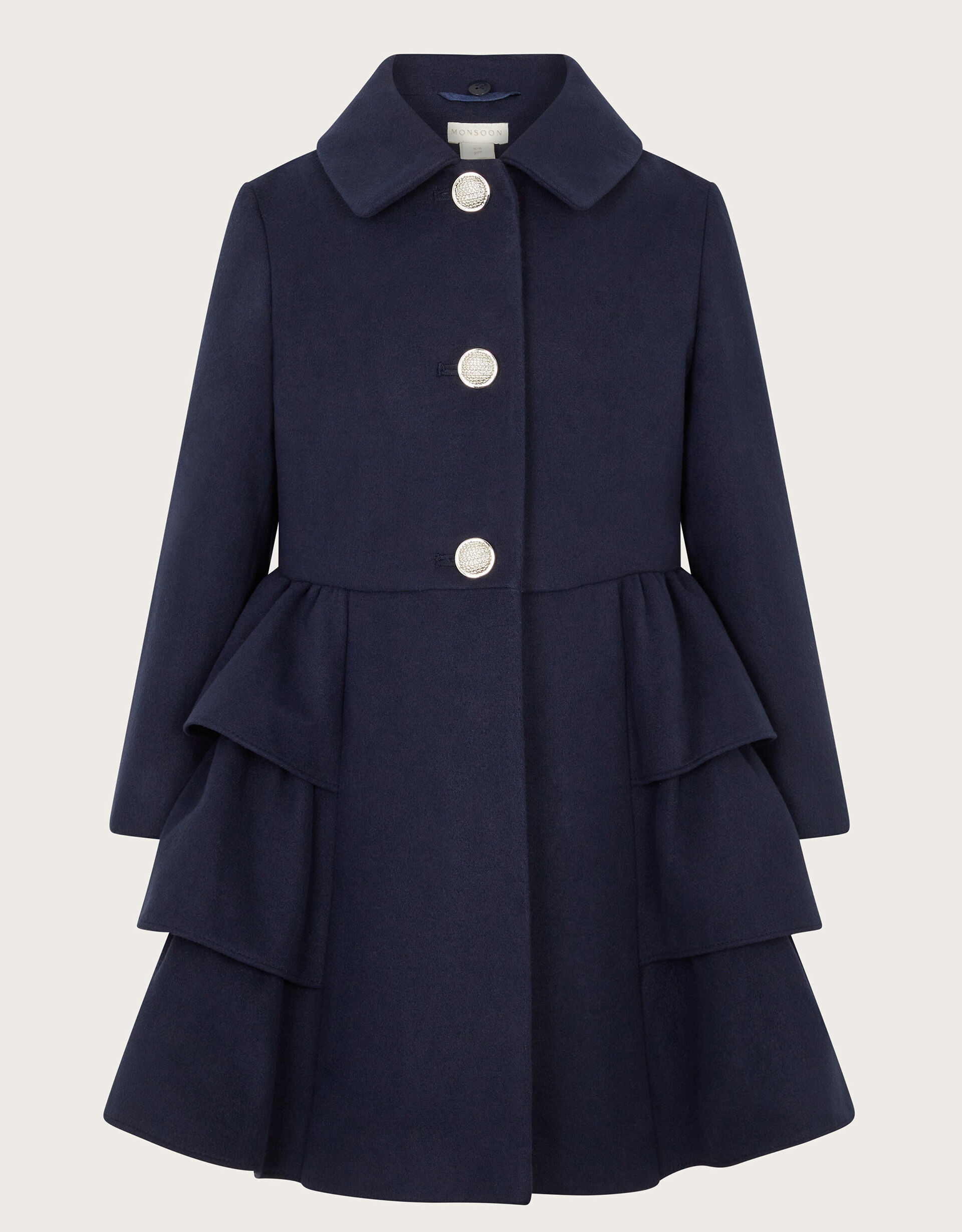 Faux Fur Collar Peplum Coat Blue