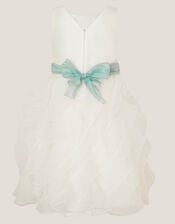 Cancan Sleeveless Bow Ruffle Dress, Ivory (IVORY), large