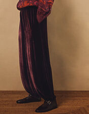 East Nyla Velvet Balloon Trousers, Red (WINE), large