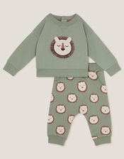 Newborn Lion Jumper and Leggings Set, Green (GREEN), large
