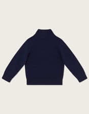 Zip Collar Smart Jumper, Blue (NAVY), large