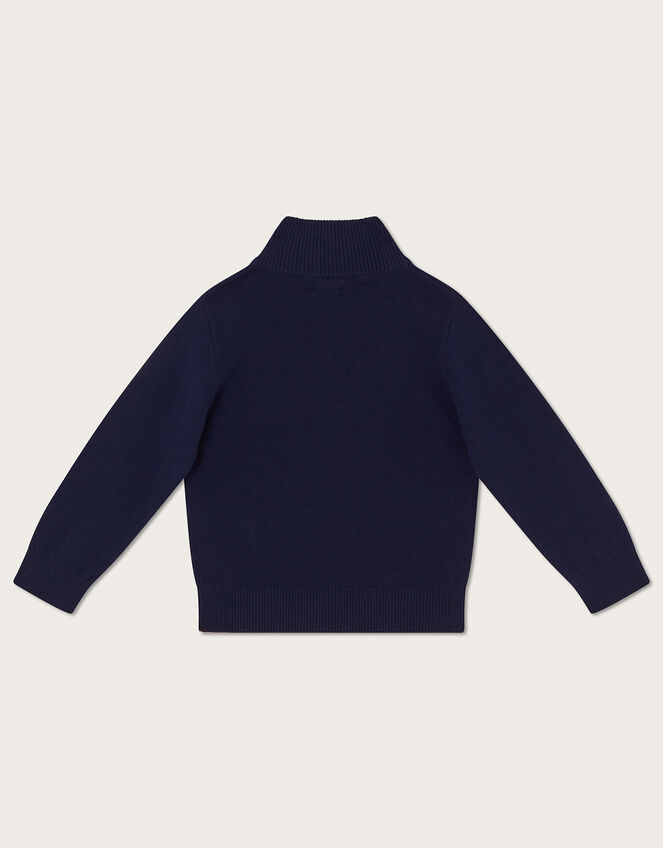Zip Collar Smart Jumper, Blue (NAVY), large