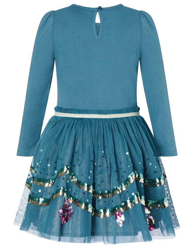 XMAS Sequin Tree Disco Dress, Teal (TEAL), large