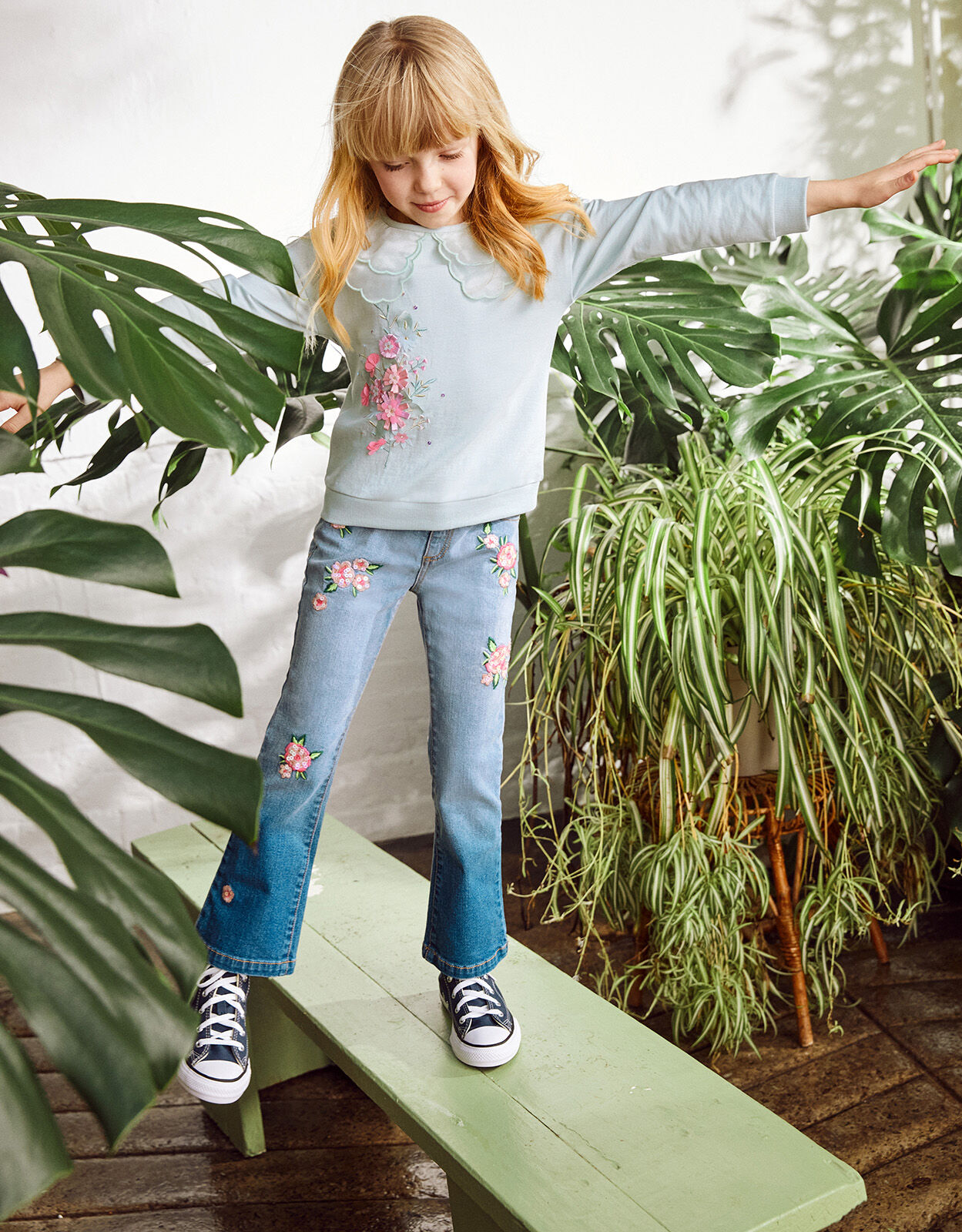 Embroidered jeans store