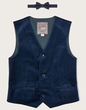 Velvet Waistcoat and Bow Tie, Blue (NAVY), large