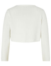 Camilla Sequin Cardigan with Corsage, Ivory (IVORY), large