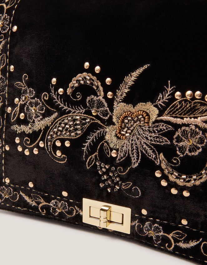 Lily Floral Embroidered Shoulder Bag, , large