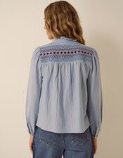 Sandy Embroidered Stripe Jersey Shirt , Blue (BLUE), large