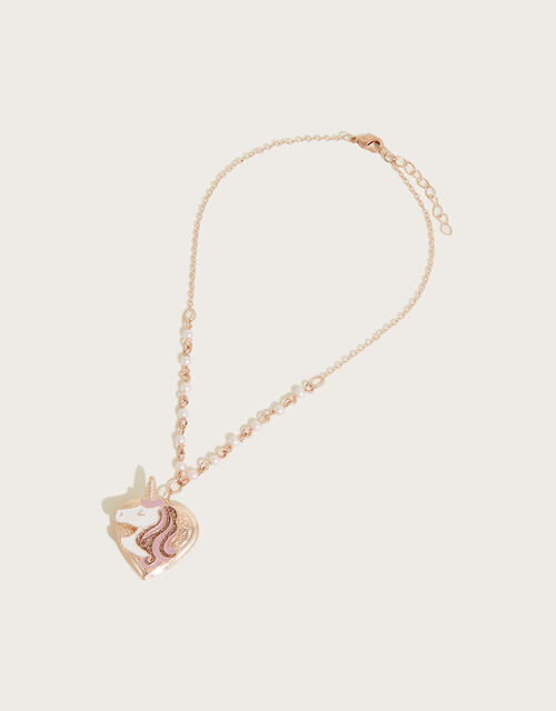 Pearl Unicorn Locket Pendant Necklace, , large