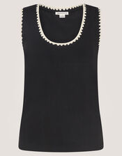 Teri Contrast Stitch Jersey Cami Top, Black (BLACK), large