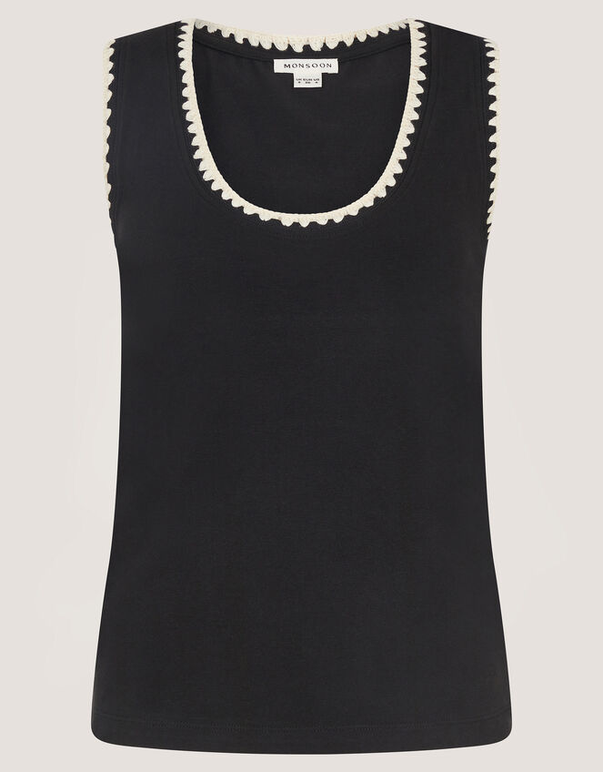Teri Contrast Stitch Jersey Cami Top, Black (BLACK), large
