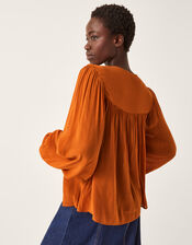 Jenna Embroidered Blouson Blouse, Copper (COPPER), large