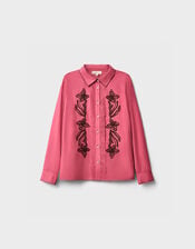 East Sumeera Embroidered Cotton Shirt, Pink (DUSKY PINK), large