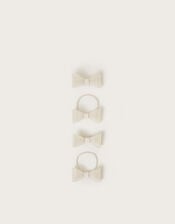 4-Pack Pearl Beaded Bow Hair Set, Ivory (IVORY), large
