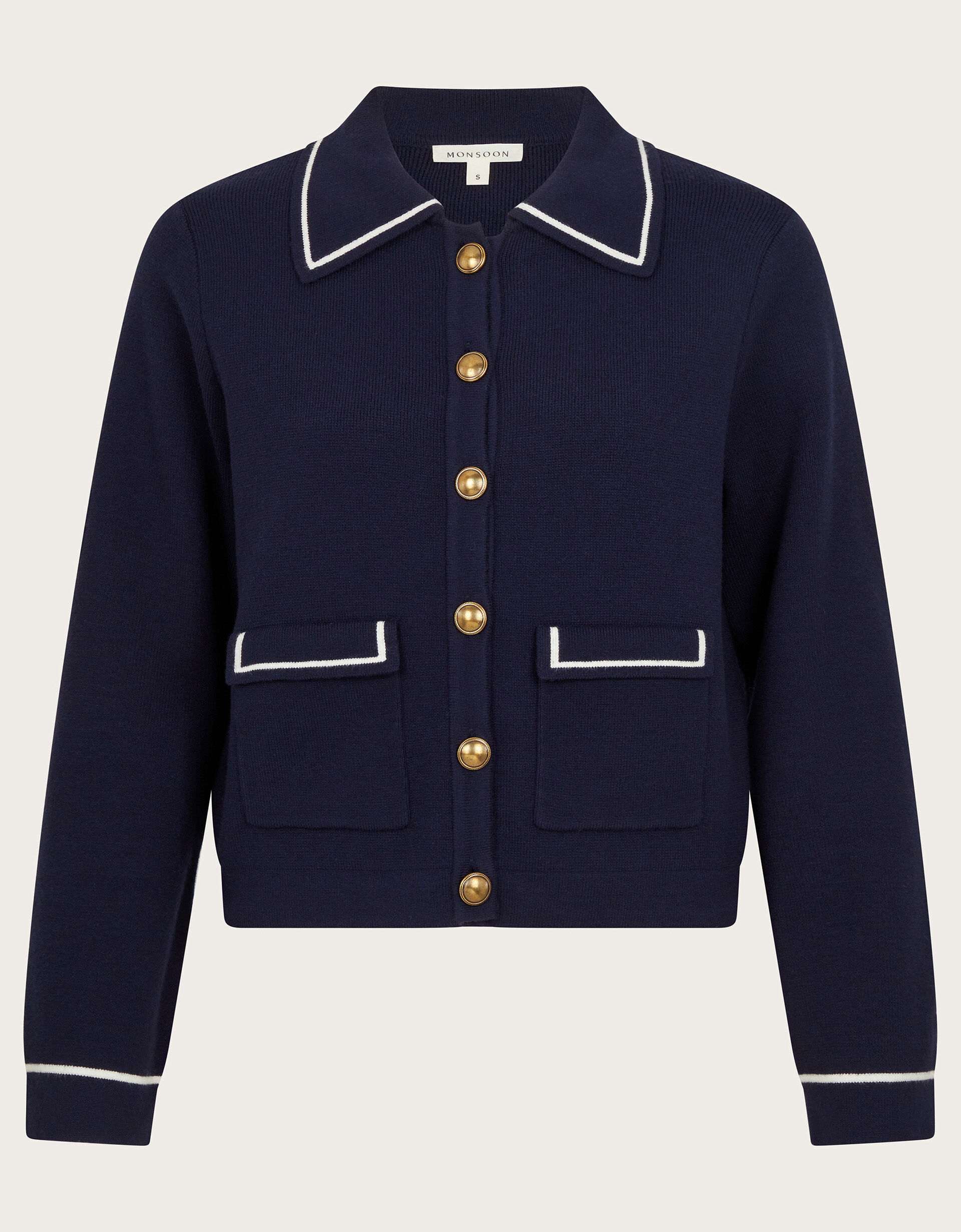 Nicki Collar Knit Jacket Blue