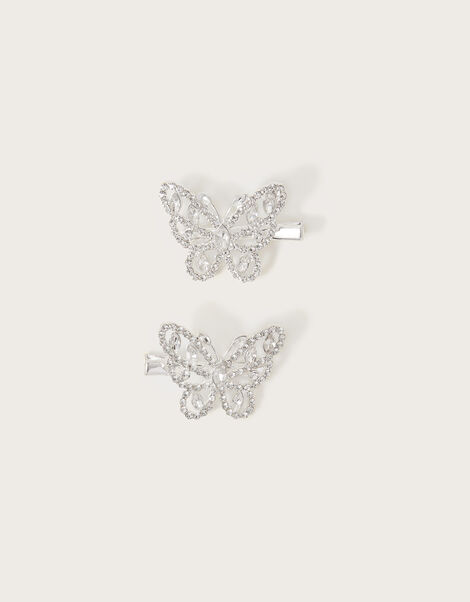Diamante Butterfly Hair Clips Twinset, , large