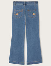 Star Detail Embroidered Jeans, Blue (BLUE), large