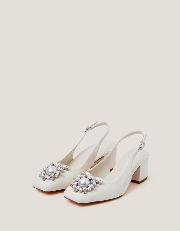 Wynn Pearl Slingback Heels, Ivory (IVORY), large