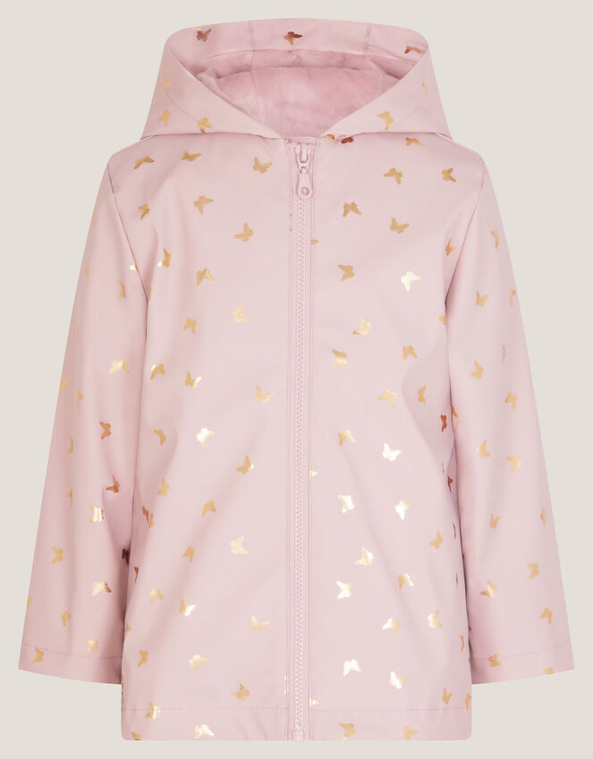 Foil Butterfly Print Rain Coat, Pink (PINK), large